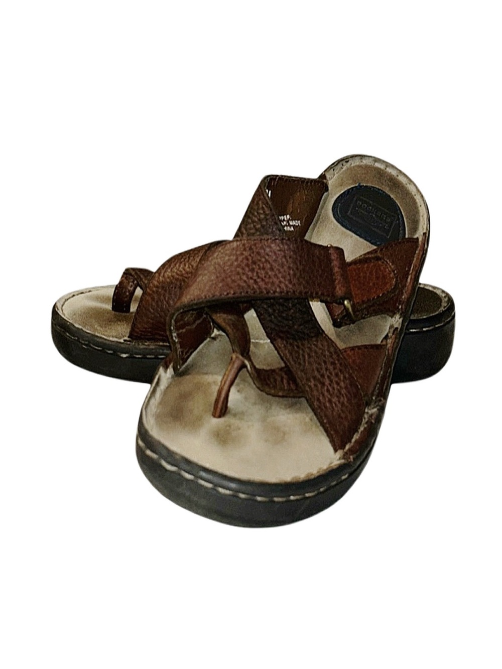 DOCKERS Women's Brown Leather Open Toe Sandals